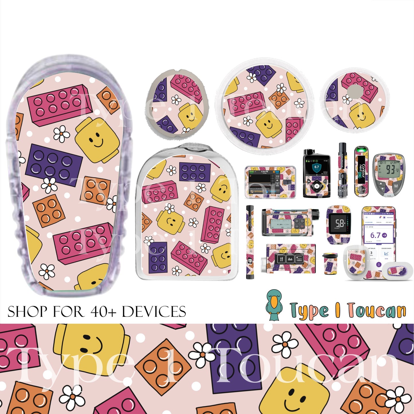 Pink Bricks | Device Stickers