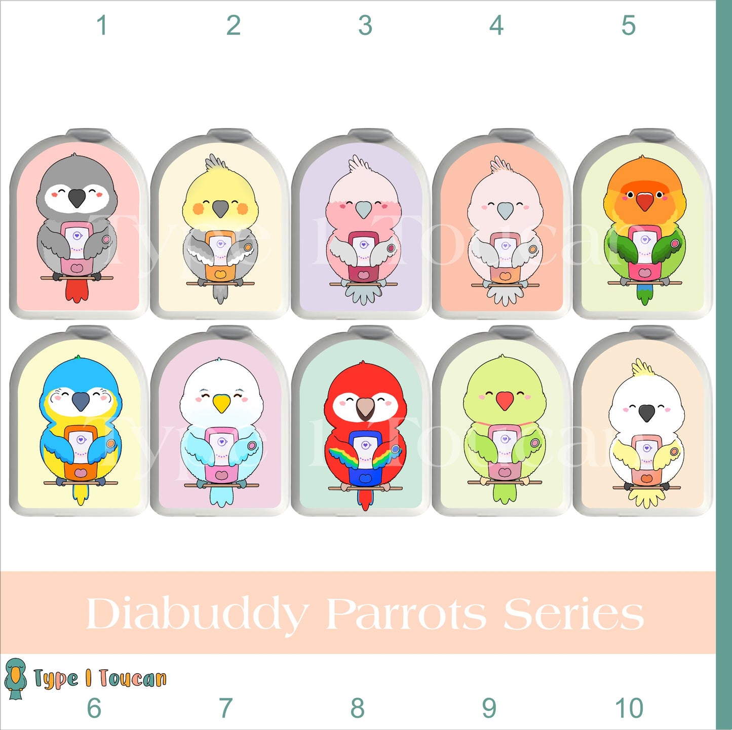 Parrot Diabuddies Multipack Omnipod Stickers