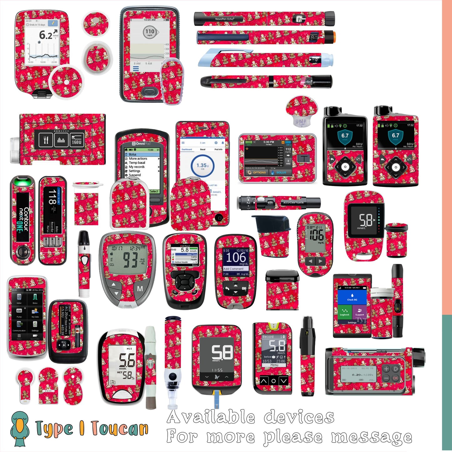 Gingerbread in Red | Christmas Device Stickers