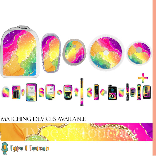 Rainbow Marble Agate |Device Stickers