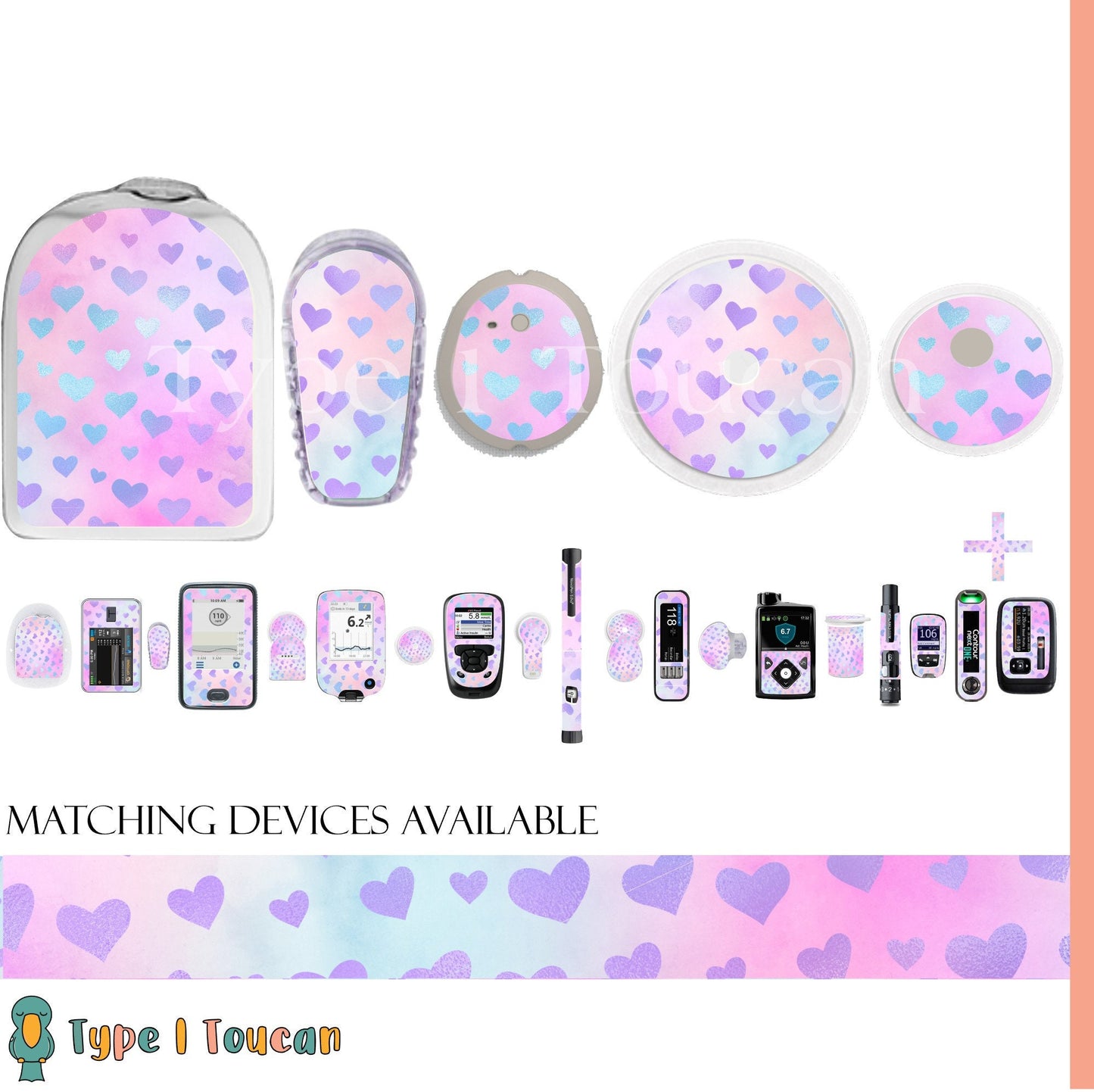 Holo Effect Hearts|Device Stickers