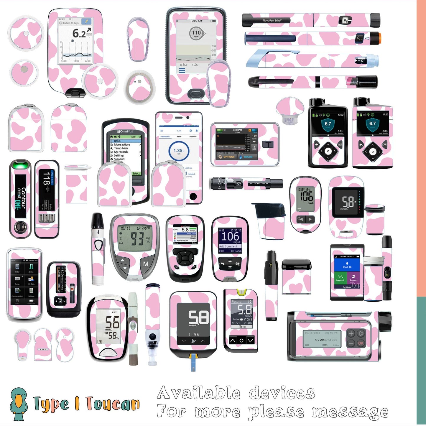 Pink Cow Print |Device Stickers