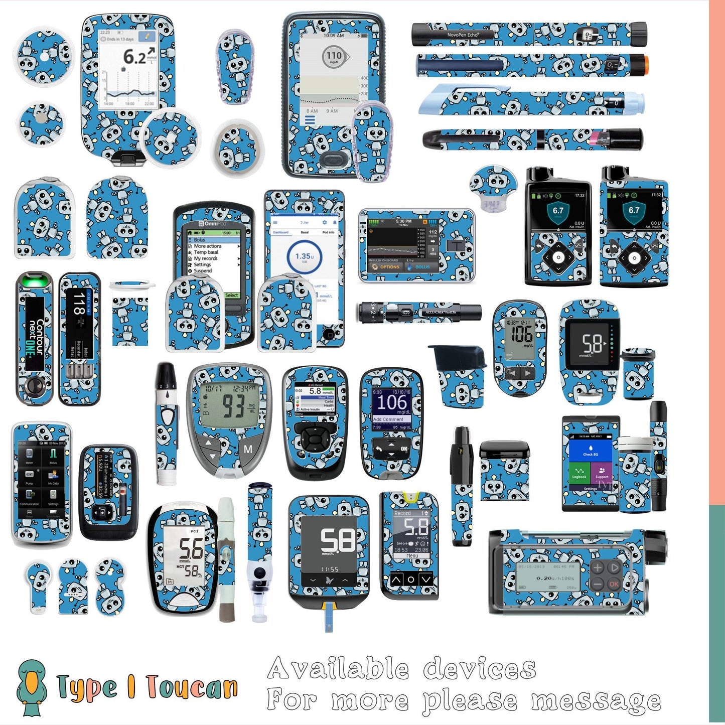 Diabot Robot Blue Cyborg |Device Stickers