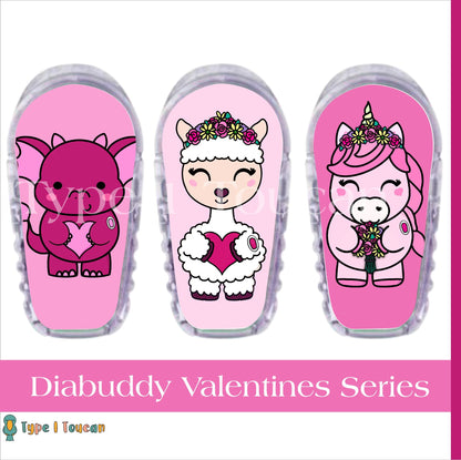 Pink Hearts Diabuddy CGM Sticker Multipacks