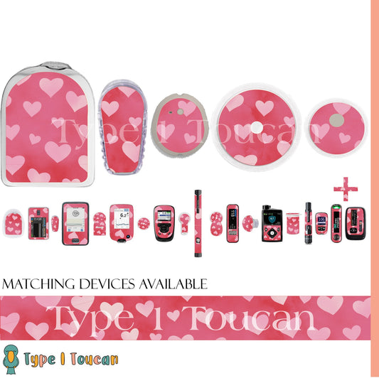 Deep Pink Hearts |Device Stickers