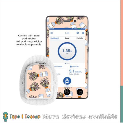 Spring Floral Insulin Print|Device Stickers